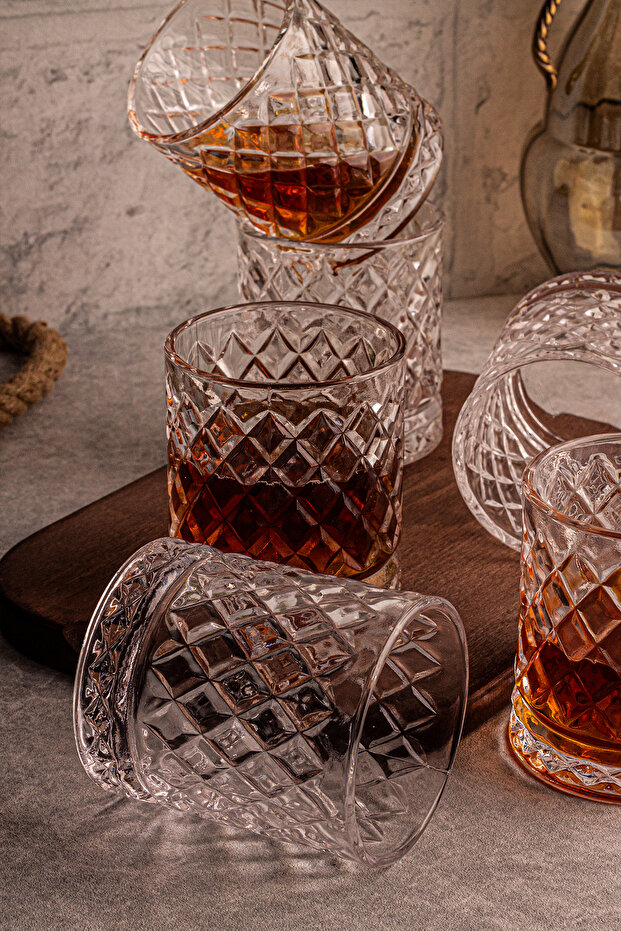 Madrid - 6'lı Cam Bardak 250 ml El Yapımı Meşrubat Bardağı - 6