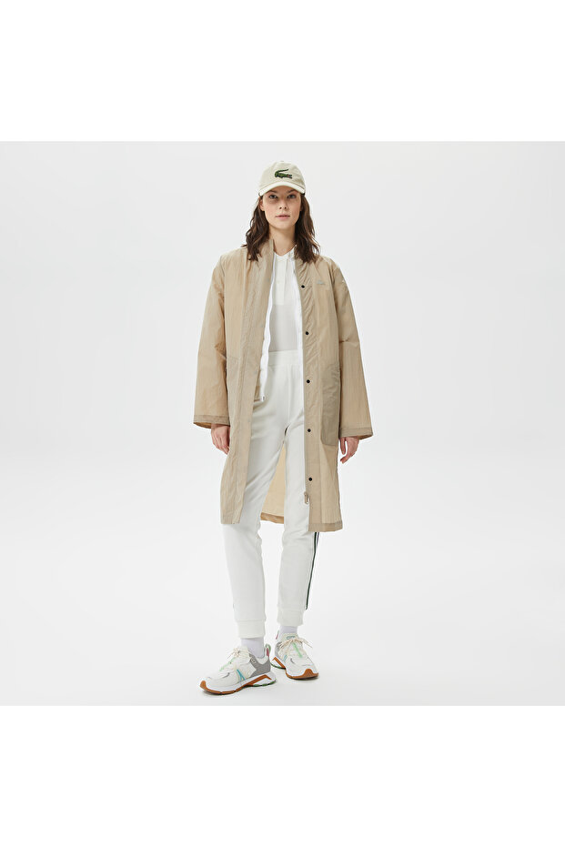 Kadın Kapüşonlu Bej Mont - 1