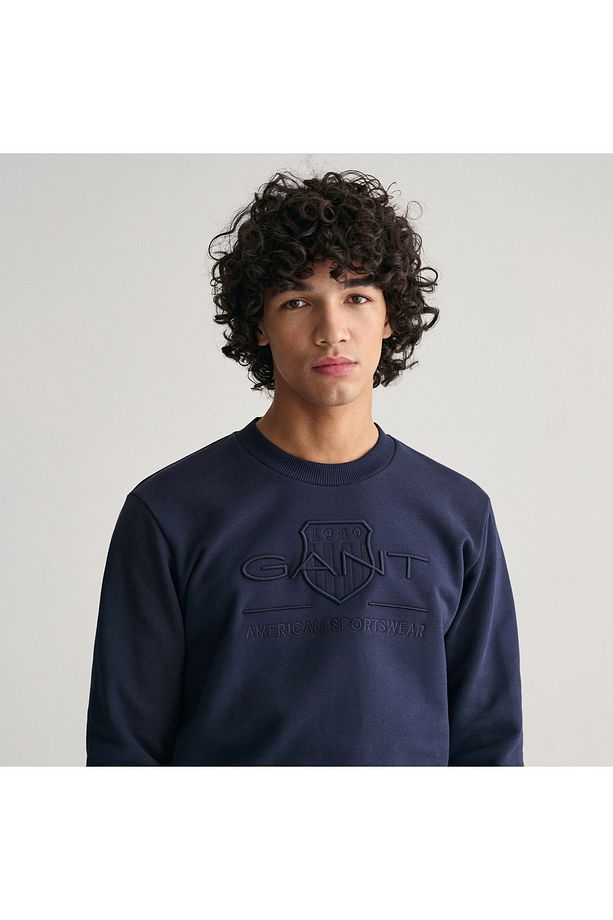 Erkek Lacivert Regular Fit Bisiklet Yaka Logolu Sweatshirt - 6