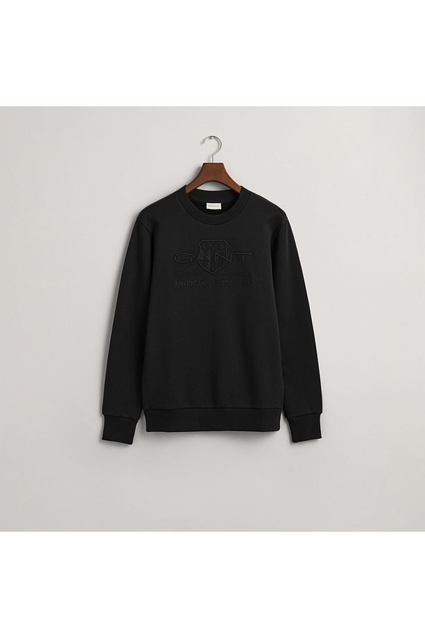 Erkek Siyah Regular Fit Bisiklet Yaka Logolu Sweatshirt - 1