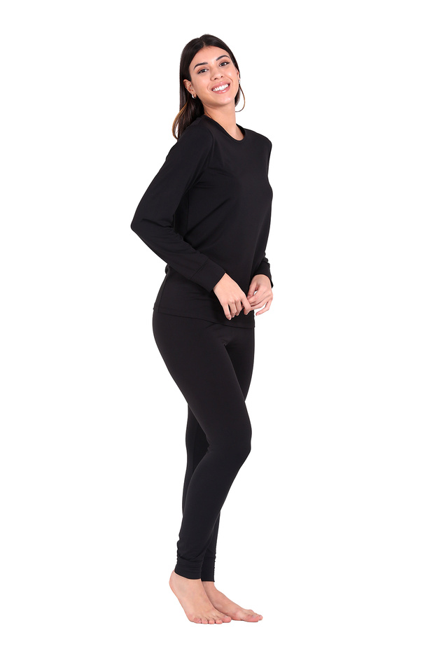 Microfiber Şardonlu Termal Içlik Set Kadın Siyah - 5
