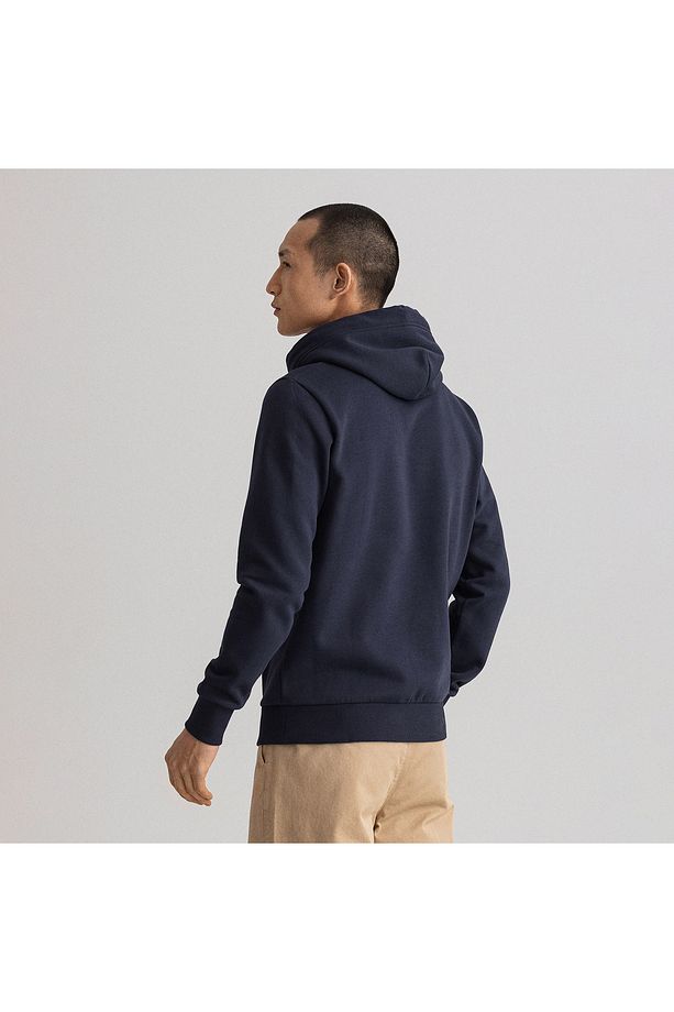 Erkek Lacivert Regular Fit Kapüşonlu Logolu Sweatshirt - 2