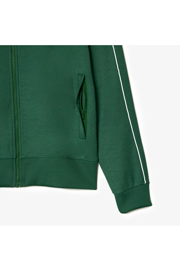 Erkek Regular Fit Fermuarlı Koyu Yeşil Sweatshirt - 7