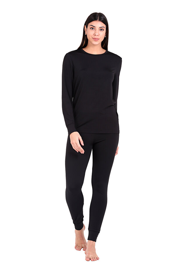 Microfiber Şardonlu Termal Içlik Set Kadın Siyah - 1