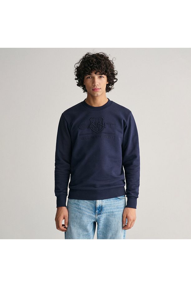 Erkek Lacivert Regular Fit Bisiklet Yaka Logolu Sweatshirt - 1