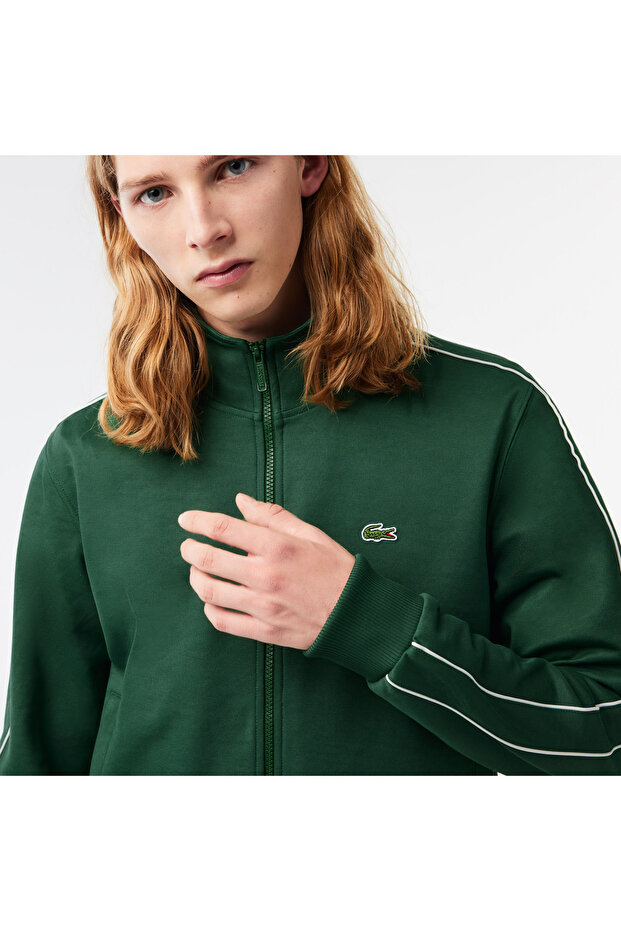 Erkek Regular Fit Fermuarlı Koyu Yeşil Sweatshirt - 2