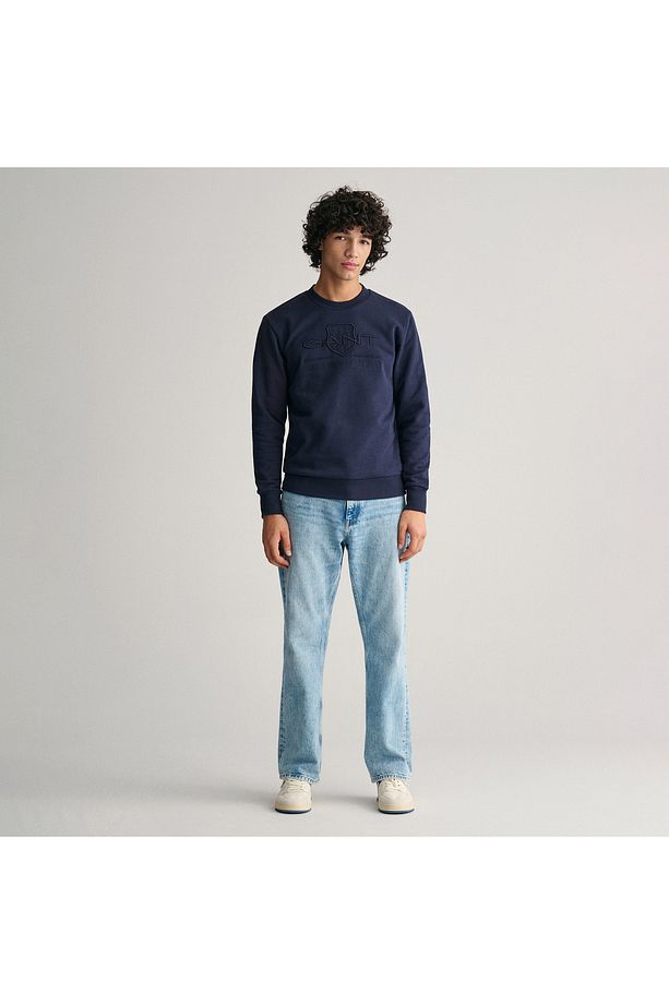 Erkek Lacivert Regular Fit Bisiklet Yaka Logolu Sweatshirt - 5