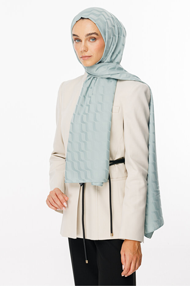 Çağla Wave Pattern Silky Jacquard Shawl - 3