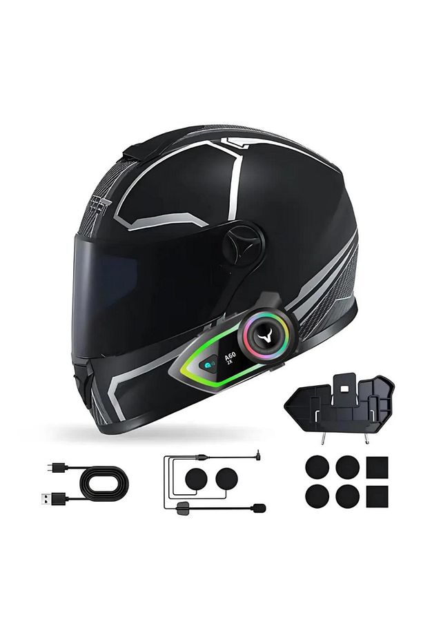 2 Intercom Bağlantılı Su Geçirmez Motosiklet Kask Bluetooth 5.3 300m Intercoom 2.000mah New - 8