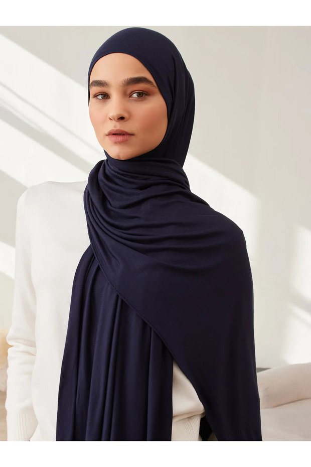 Premium Jersey Shawl | Color: Navy Blue | Dimensions: 180X70 cm | Hijab