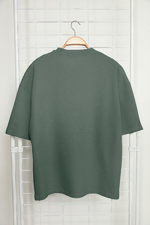 Basic Mint Oversize/Geniş Kesim Dokulu Waffle Kısa Kol T-Shirt TMNSS22TS00049 - 10