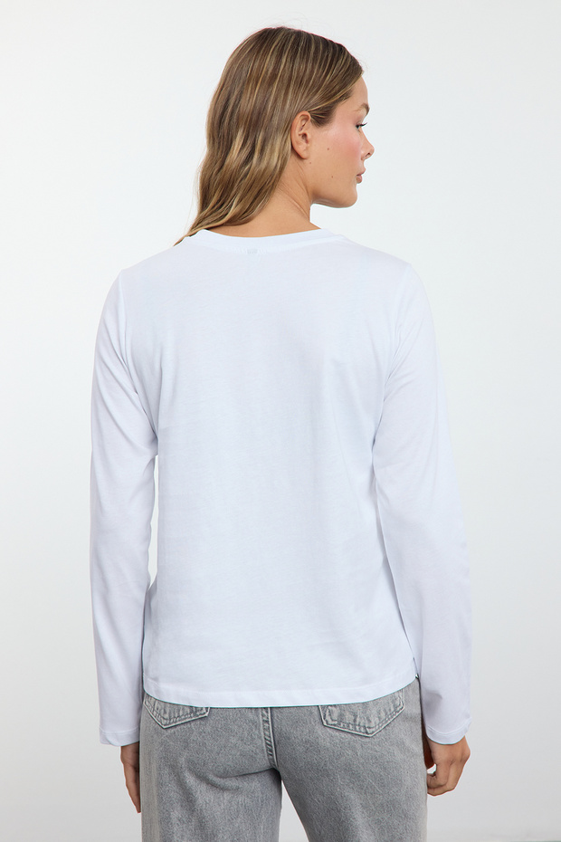 Siyah-Beyaz 2'li Paket Bisiklet Yaka Regular/Normal Kesim Örme T-Shirt TWOAW25TS00001 - 15