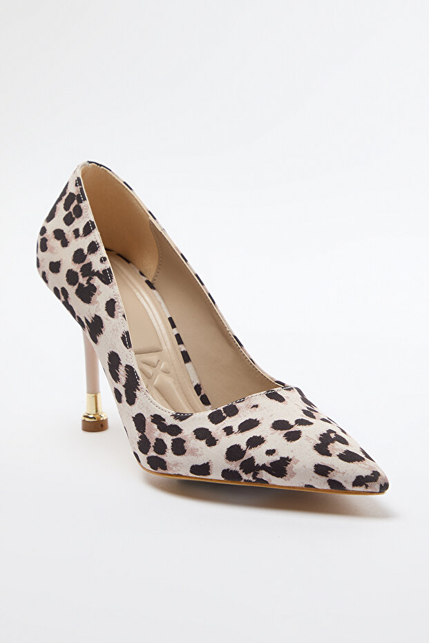 Çok Renkli Leopar Desenli Kadın 7 cm Stiletto Klasik Metal Topuklu Ayakkabı TAKAW25TO00034 - 5