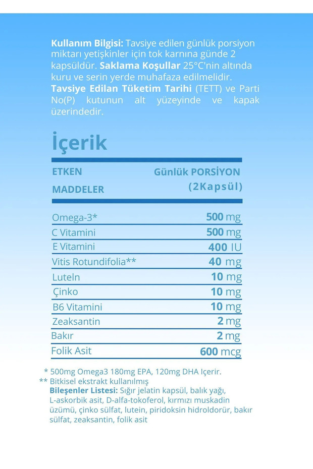 60 Softgel Kapsül- Lutein Zeaksantin Içeren Göz Vitamini X2 Adet - 6