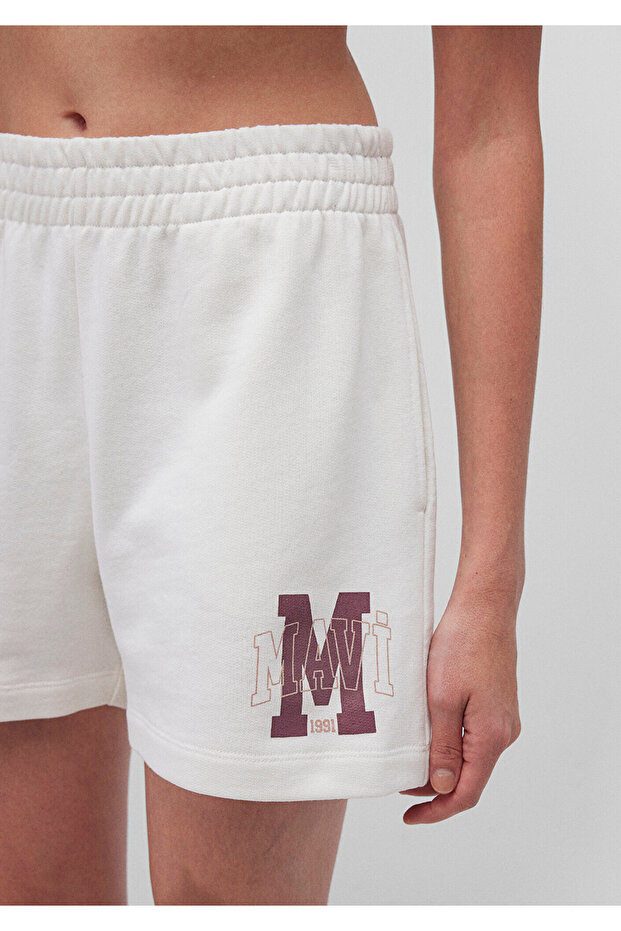 Logo Baskılı Beyaz Şort 1410164-70069 - 5