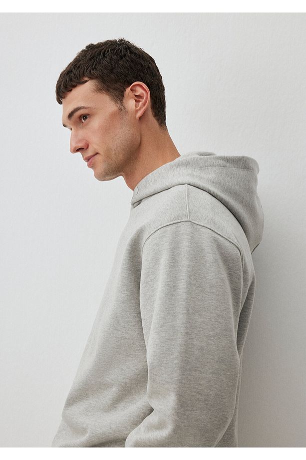 Kapüşonlu Gri Basic Sweatshirt 0S10190-80196 - 5