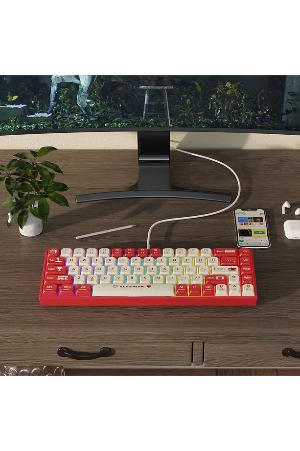 AK680 %60 Boy Yazılım Uygulamalı  Hot-Swap Kablolu Gaming Klavye Switch Hediyeli Oyuncu Klavyesi - 3