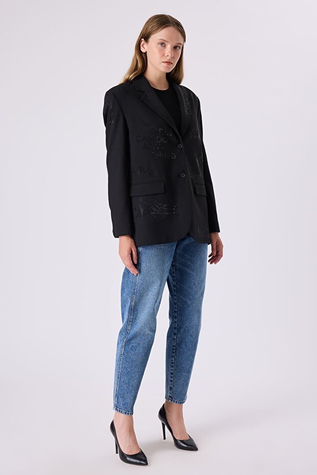 Tasarım taşlı blazer ceket - 3
