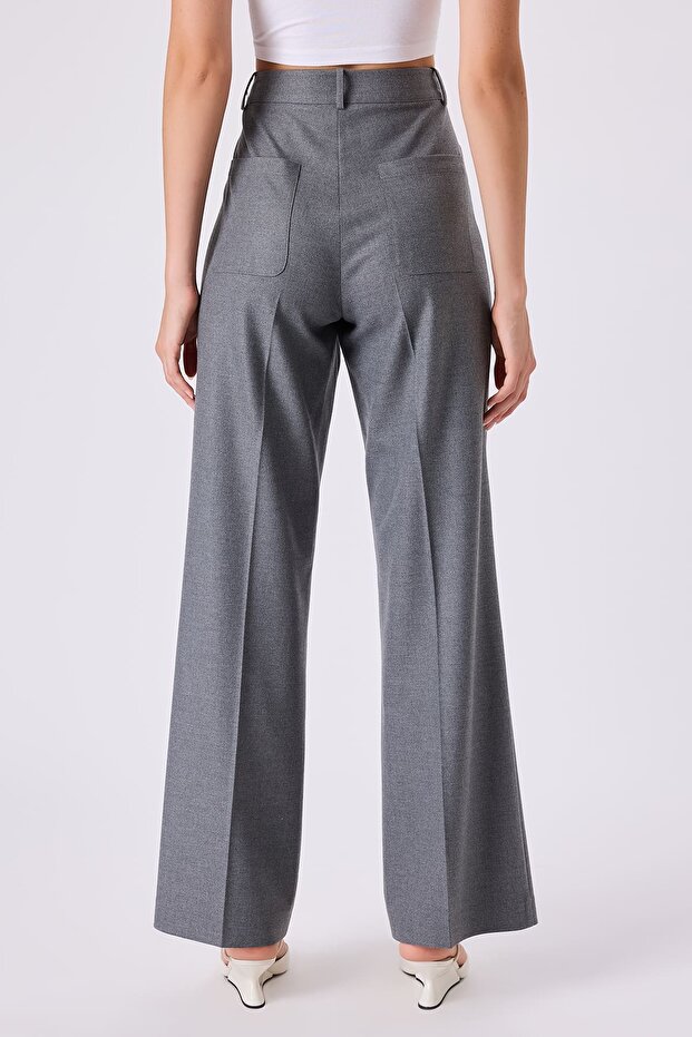 Geniş paça fermuarlı pantolon - 4