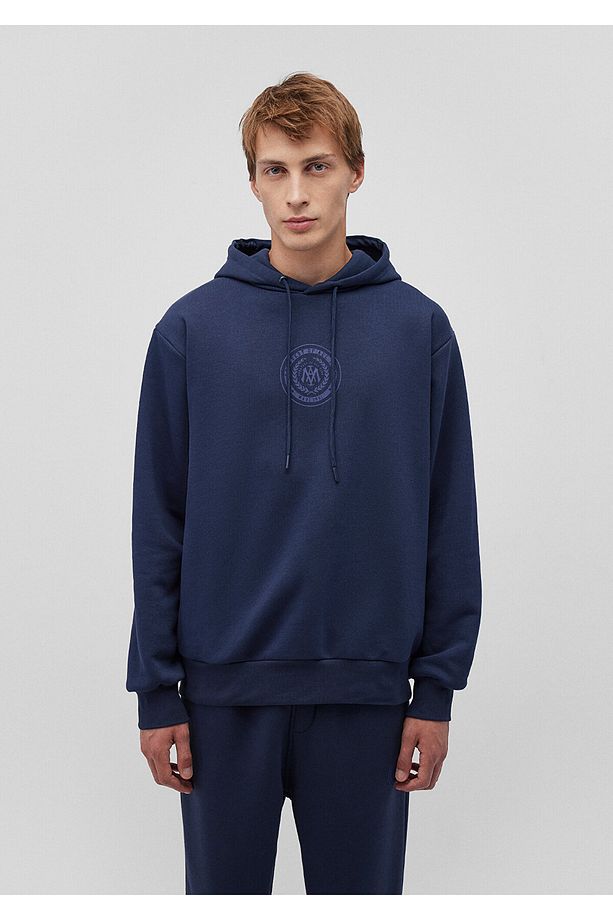 Mühür Logo Baskılı Kapüşonlu Lacivert Sweatshirt 0s10192-70490 - 3
