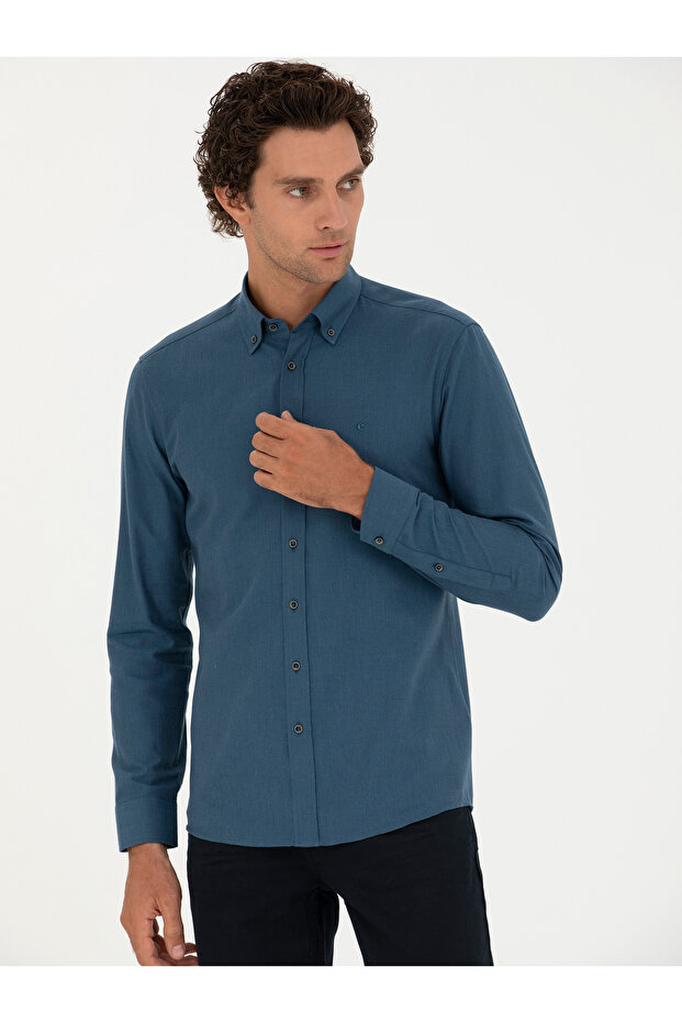 Petrol Slim Fit Long Sleeve Shirt 50279988-Vr102