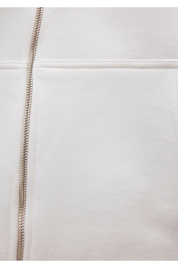 Kapüşonlu Fermuarlı Beyaz Basic Sweatshirt 0s10277-70057 - 6