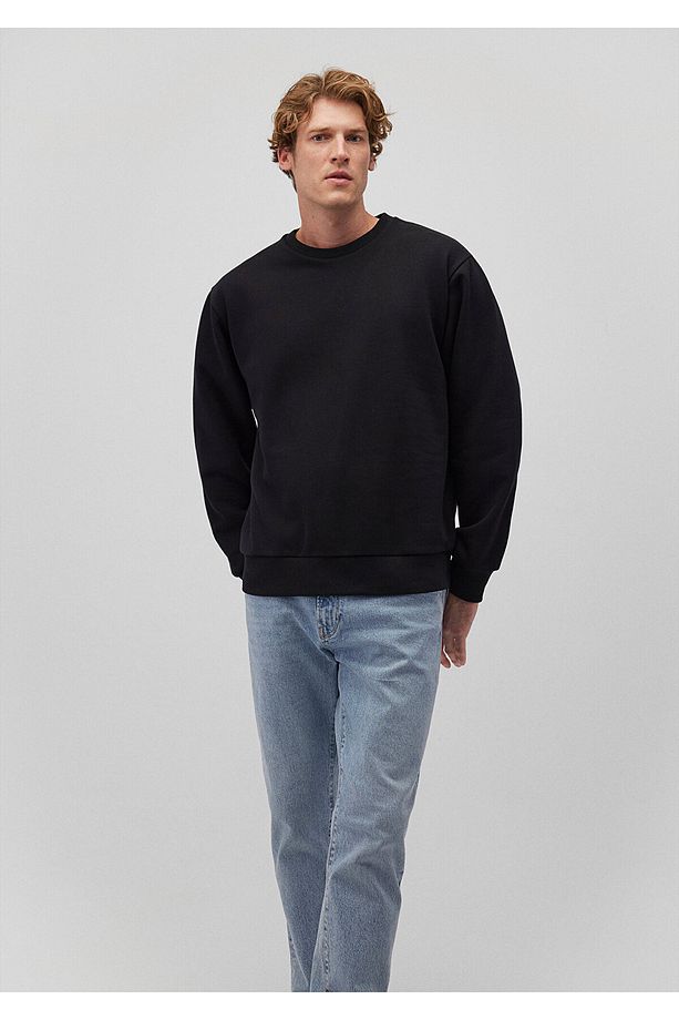 Bisiklet Yaka Siyah Basic Sweatshirt 0S10276-900 - 1