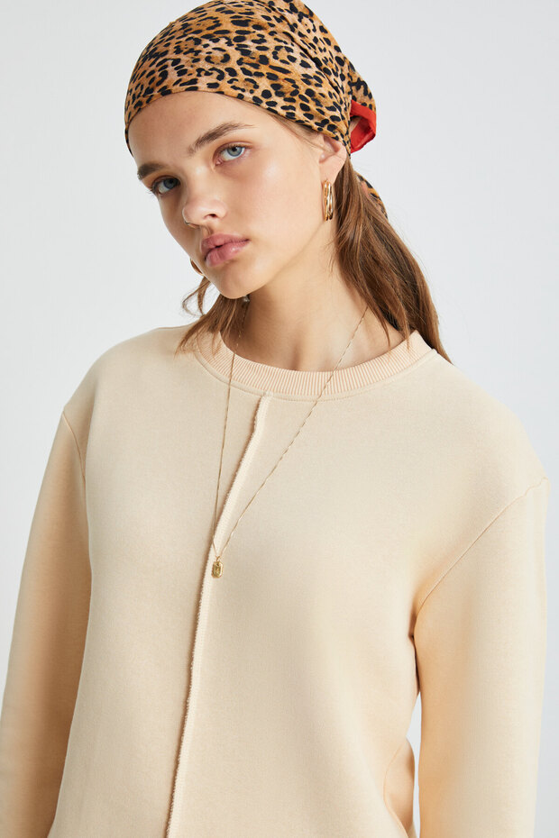 SHENA Kadın Bej Sweatshirt - 3