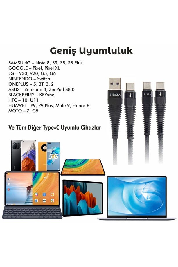 Type-c To Type-c Pd 5a 100w Örgülü Hızlı Şarj Ve Data Kablosu 1 Metre - 6
