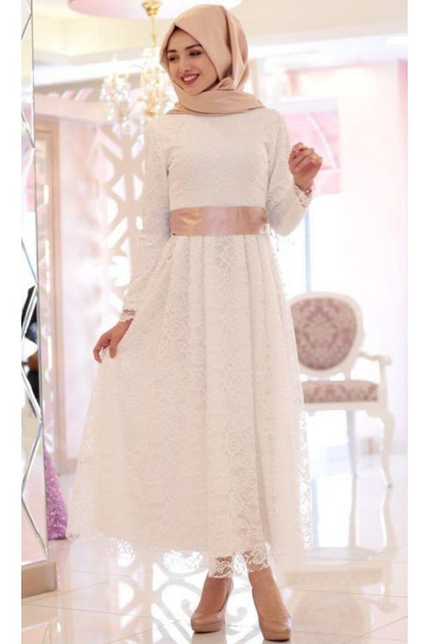Enva Moda | Rana Dantel Elbise | Ekru - 1