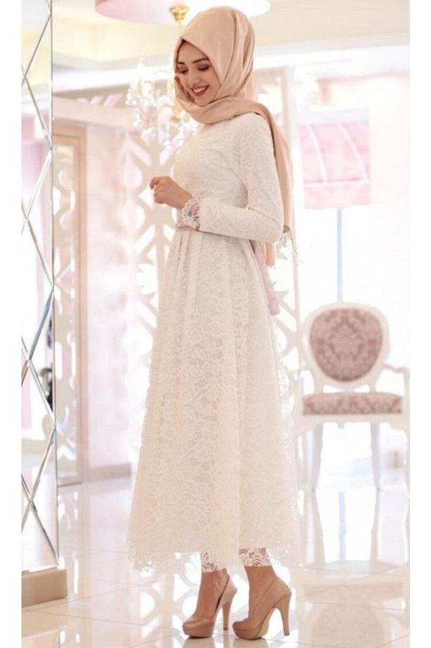 Enva Moda | Rana Dantel Elbise | Ekru - 3