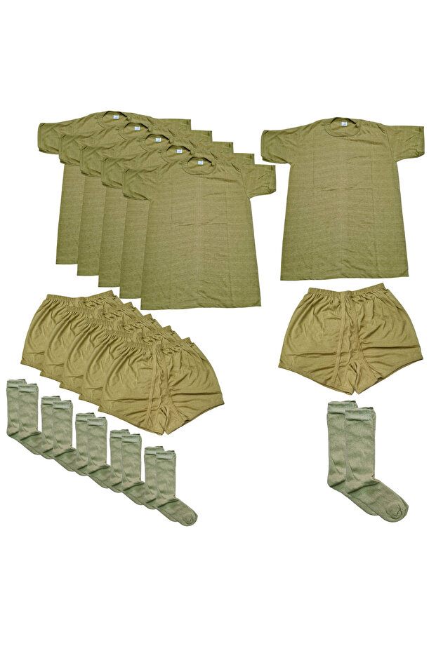 5-Piece Soldier Underwear Undershirt Half Sleeve Athlete Boxer Socks Soldier Laundry