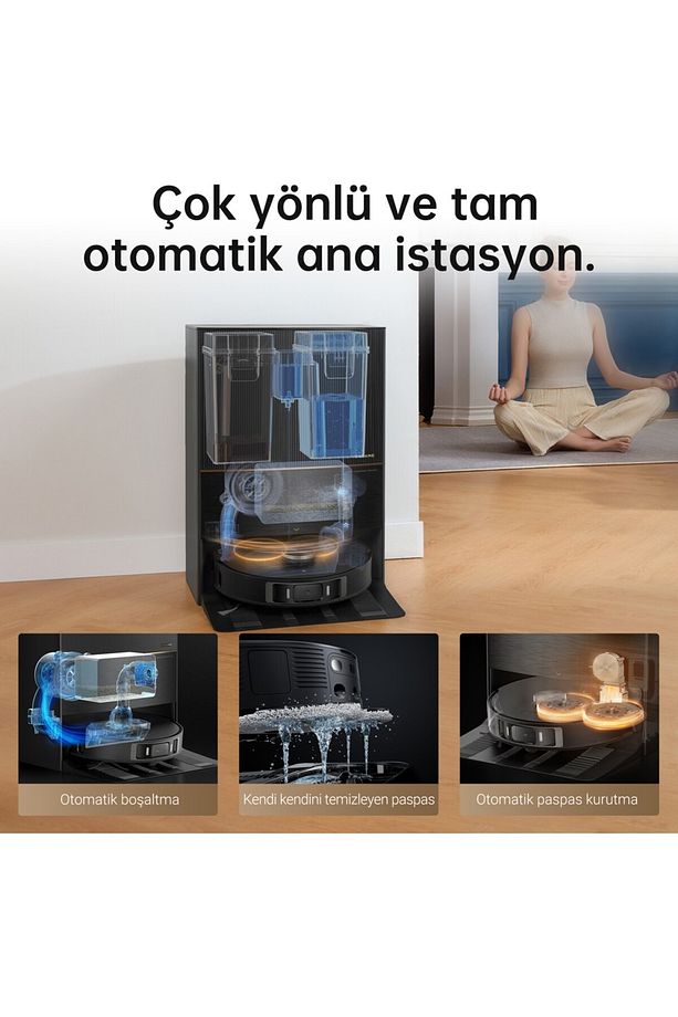 Ultra Robot Süpürge Siyah, 7000Pa Emiş, Kendi Kendini Boşaltma, Kendi Kendini Doldurma, - 1