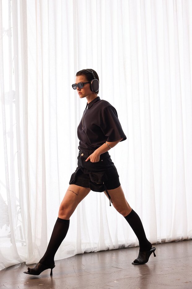 Kargo denim mini etek - 3