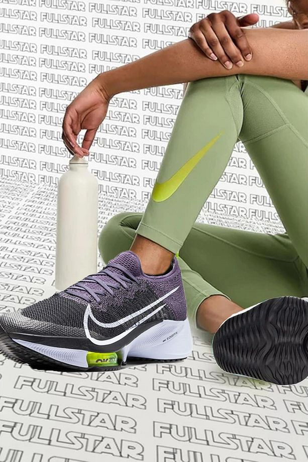 Air Zoom Tempo Next % Flyknit Running Shoes Kadın Koşu Ayakkabısı Siyah Mor - 1