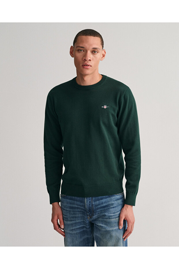 Erkek Yeşil Regular Fit Bisiklet Yaka Kazak - 1