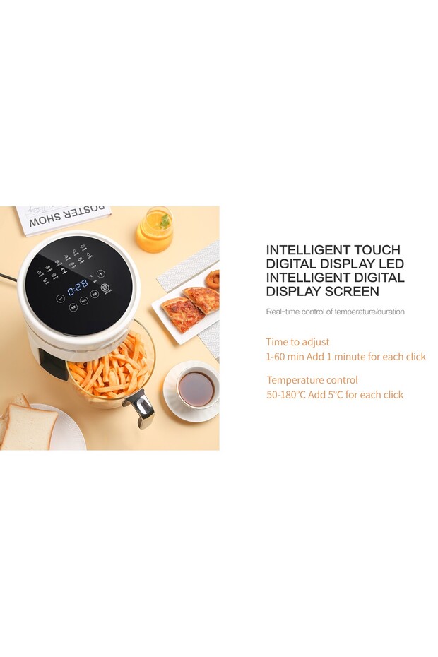 Five Home Kz126d Borosilikat Camlı Airfryer 3 Lt Air Fryer 1200w - 2