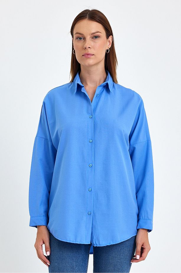 Oversize Uzun Basic Gömlek Ds22yb113900 - 5