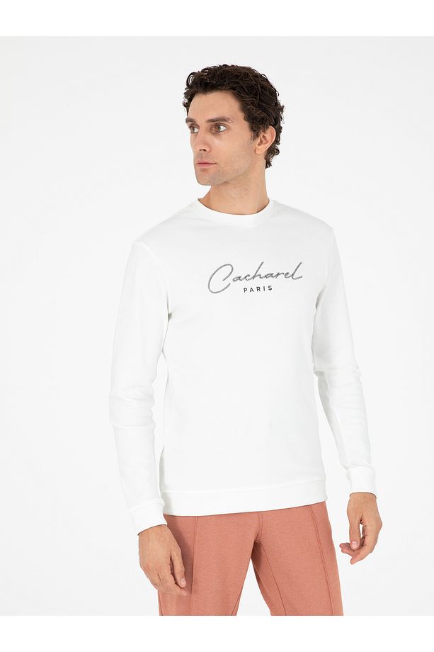 Ekru Regular Fit Bisiklet Yaka Pamuklu Sweatshirt 50296883-VR019 - 1