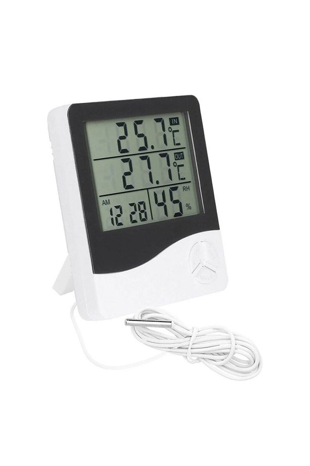 2 Dijital Termometre Alarm Saat Dış Sıcaklık Ölçer Nem Ölçer - 1