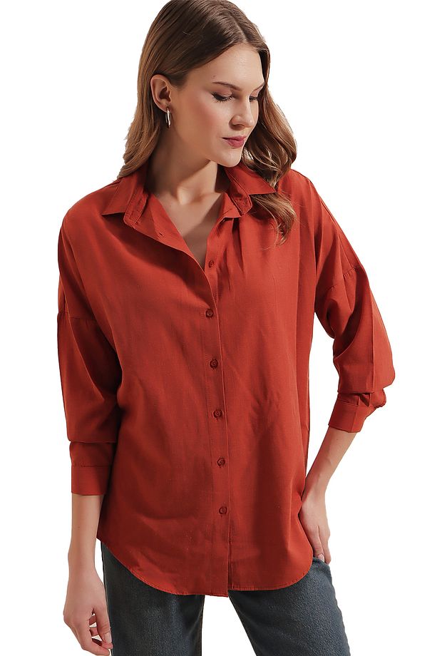 Oversize Uzun Basic Gömlek Ds22yb113900 - 5