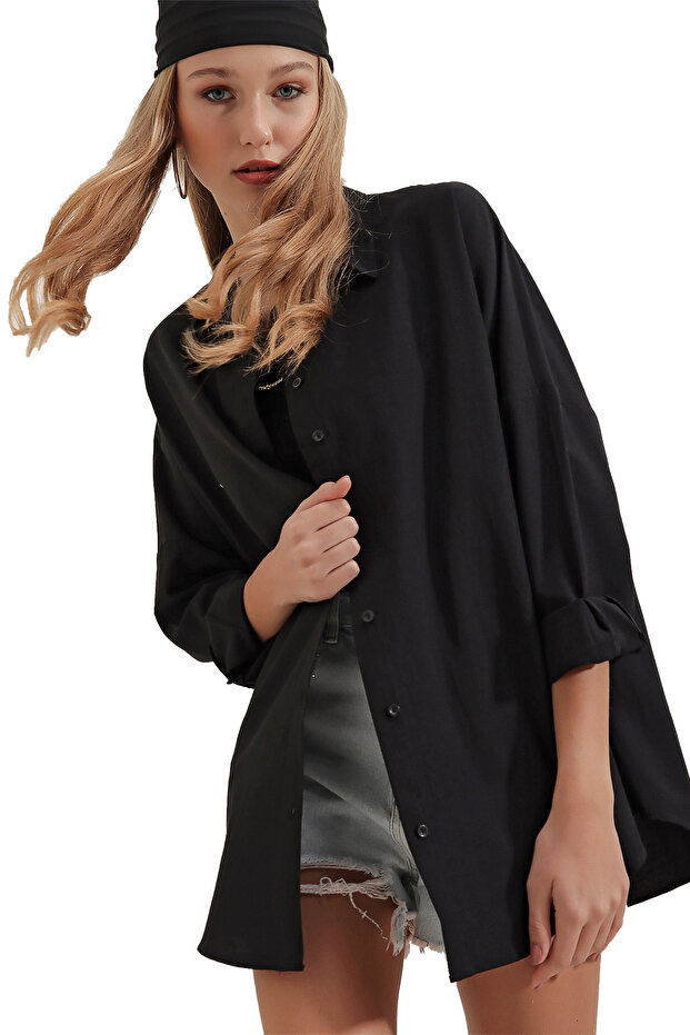Oversize Uzun Basic Gömlek Ds22yb113900 - 5