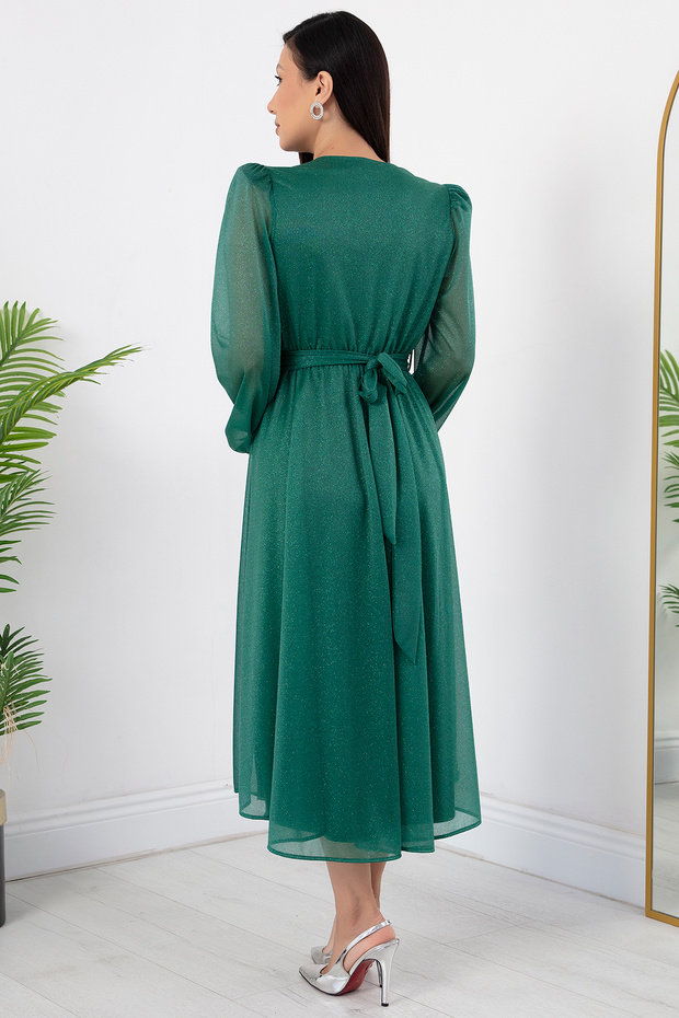 Kruze Yaka Simli Tül Elbise GRS3590 - 7