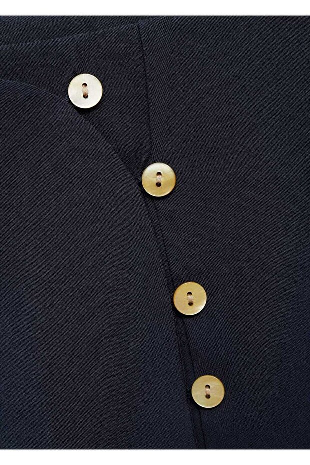 Dekoratif düğmeli mini etek - 5