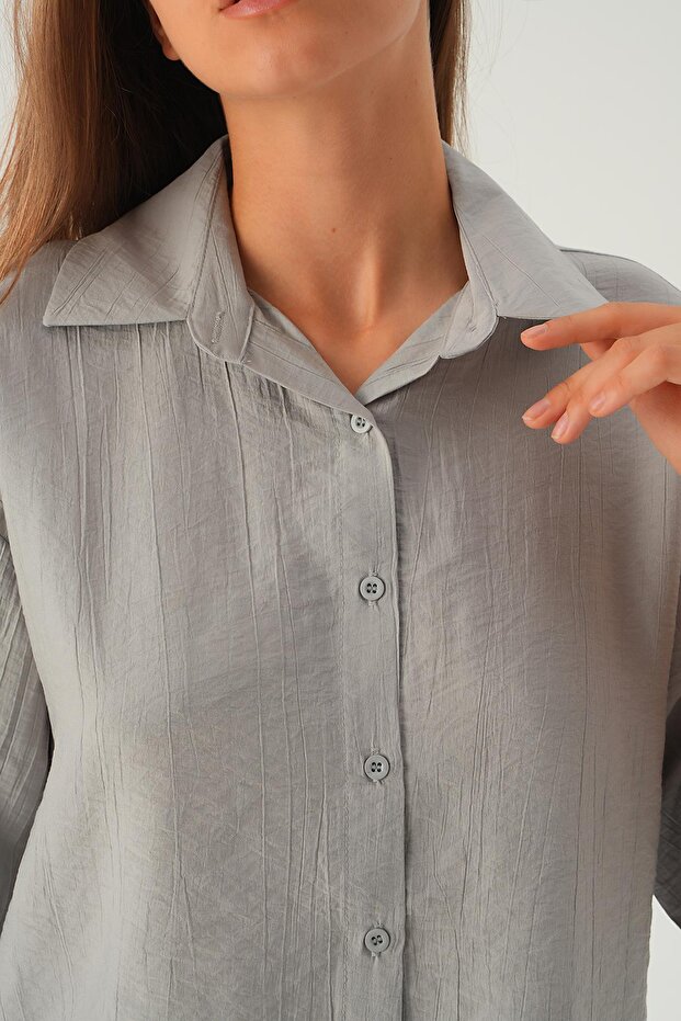 موديل 4159A - قميص قصير رمادي كبير الحجم - 3