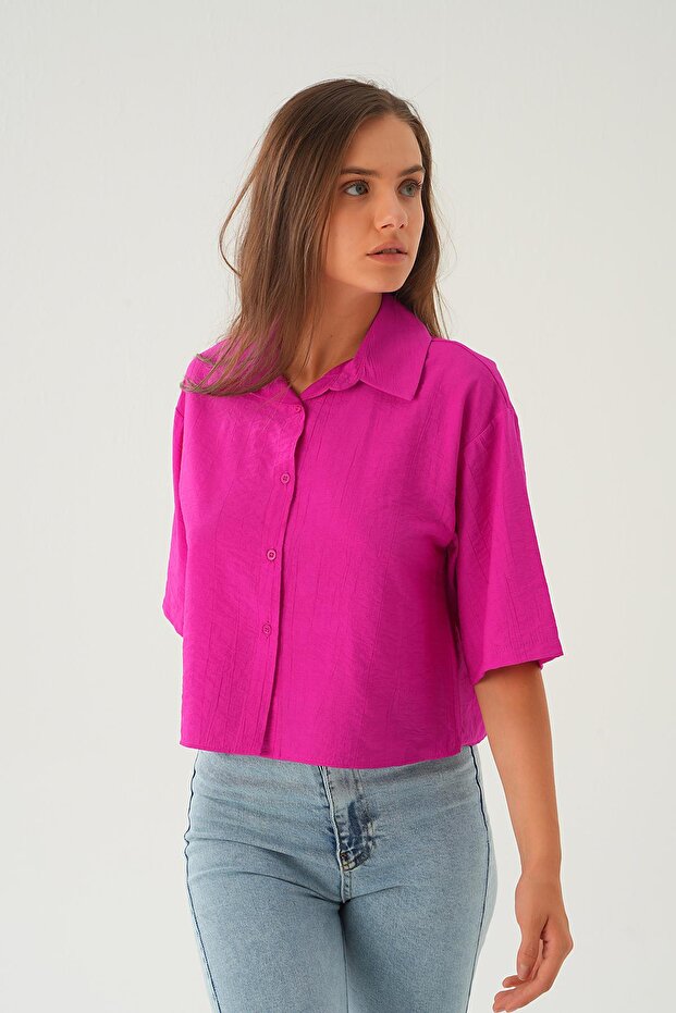 Fuchsia Oversized Short Shirt 4159A - 3