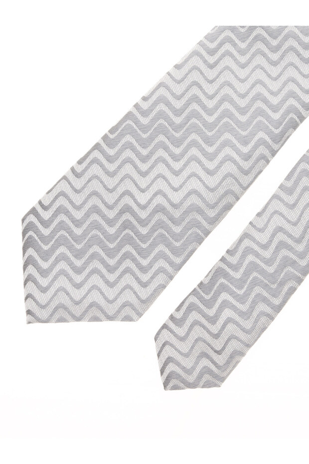 ربطة عنق حريرية رمادية 50274252 -100 - 1