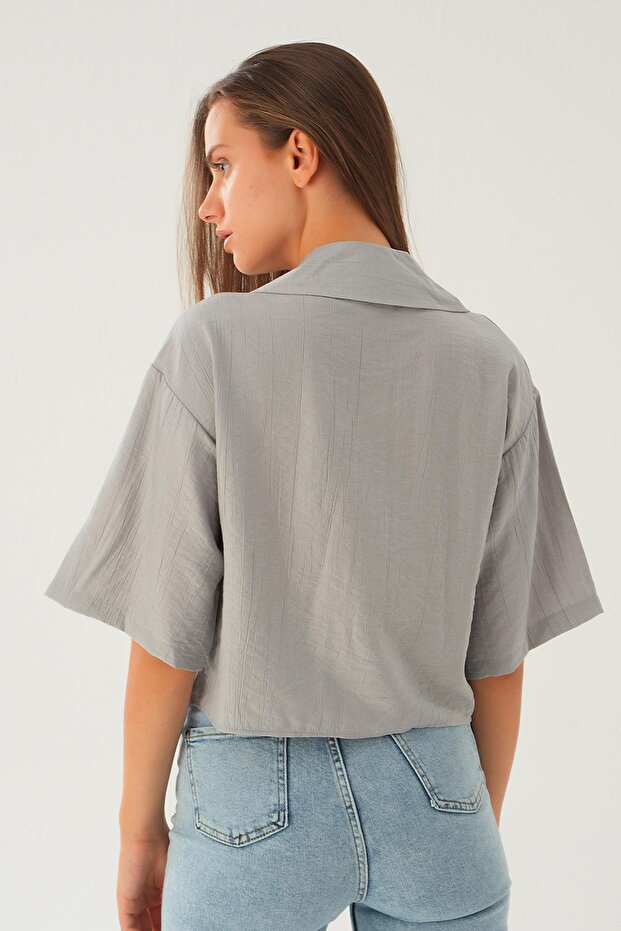 موديل 4159A - قميص قصير رمادي كبير الحجم - 2