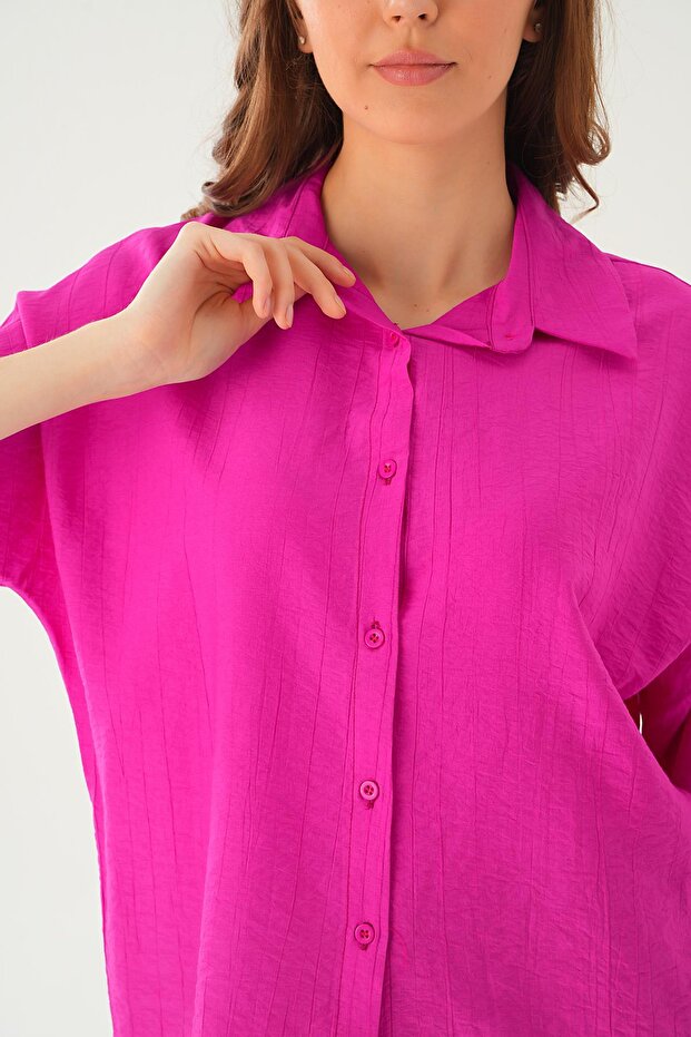 Fuchsia Folded Sleeve Shirt 4157A - 5