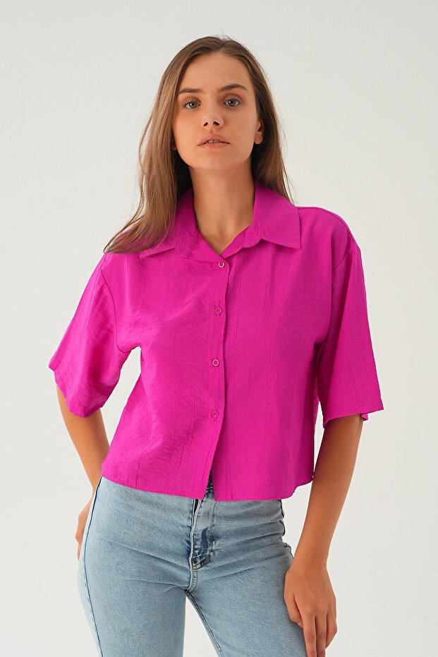 Fuchsia Oversized Short Shirt 4159A - 2